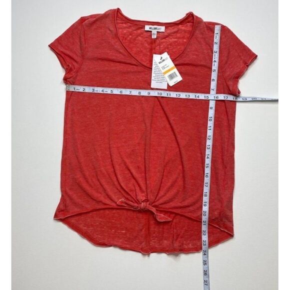 William Rast Burnout Shirt Top Small Red Juniors'‎ Tie-Front Scoop Neck NEW - Picture 4 of 9